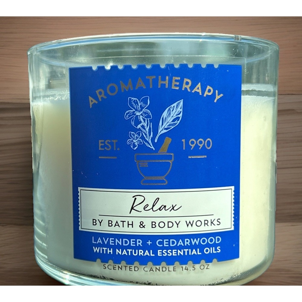 Bath & Body Works Aromatherapy Relax Candle Lavender Cedarwood 3-Wick 14.5 Oz